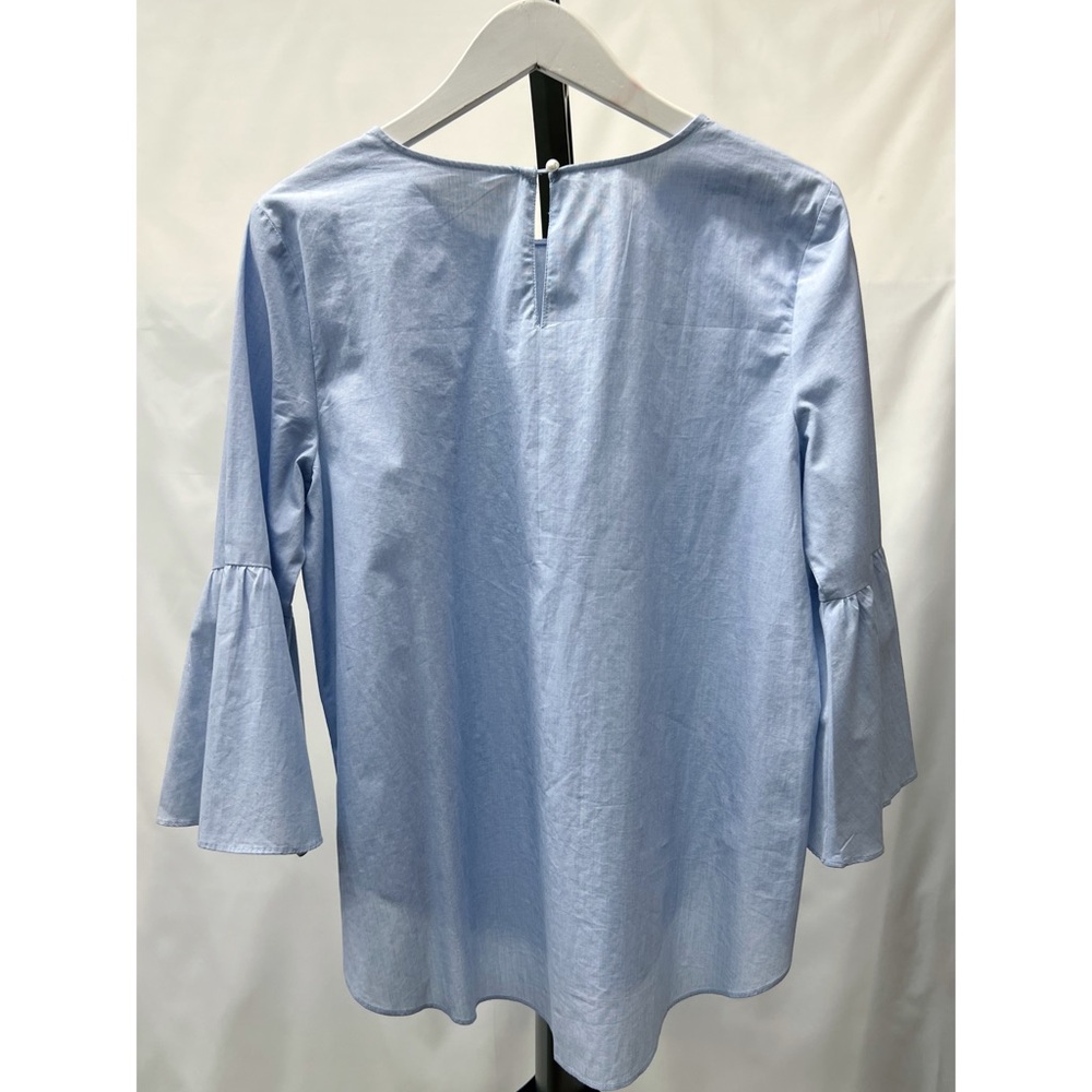 Sky Blue 3/4 Sleeve Faux Pearl Blouse - Picture 7 of 15